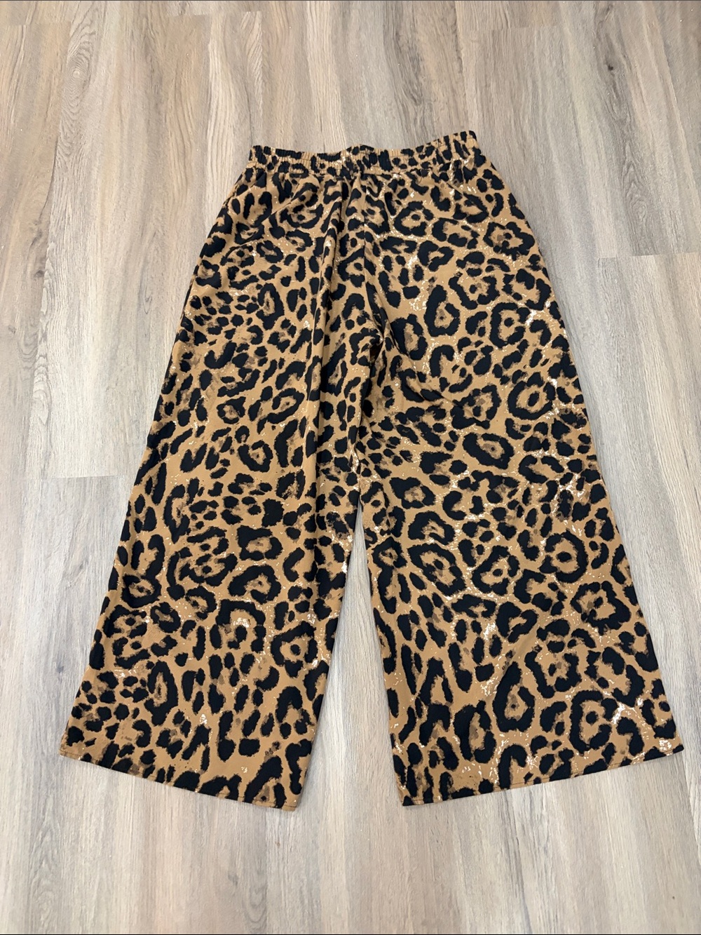 Wide-Leg Leopard Print Pants - Tan & Black